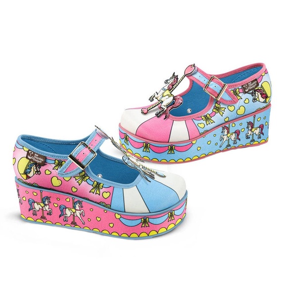 Chocolaticas Unique Unicorn Horse Carousel Women's Mary Jane Platform - Picture 5 of 8